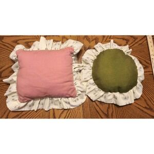 Vintage Cottagecore Ruffle Throw Pillows Set of 2 Decorative Shabby Chic